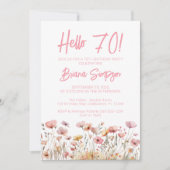 Invitation Fleur rose 70e fête d'anniversaire (Devant)