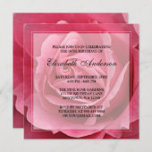 Invitation Fleur rose 80e anniversaire (Devant / Derrière)