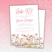 Invitation Fleur rose 90e fête d'anniversaire