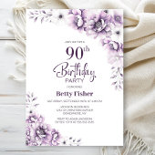Invitation Fleur rose 90e fête d'anniversaire