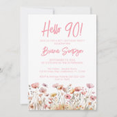 Invitation Fleur rose 90e fête d'anniversaire (Devant)