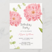 Invitation Fleur rose anniversaire de naissance (Devant)