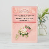Invitation Fleur rose avec Diamond Tiara Elegant Anniversaire (Debout devant)
