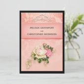 Invitation Fleur rose avec Diamond Tiara Elegant Wedding Inv (Debout devant)
