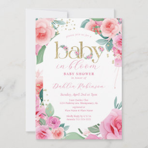 Invitation Fleur rose bébé en fleurs Baby Shower