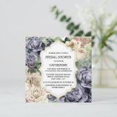 Invitation Fleur rose blanche violette élégant cadre vintage (Debout devant)