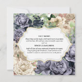 Invitation Fleur rose blanche violette élégant cadre vintage (Dos)