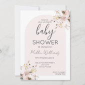 Invitation Fleur rose Boho baby shower (Devant)