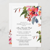 Invitation Fleur rose Boho rustique Fête de la vie (Devant / Derrière)