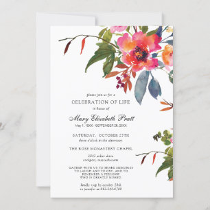 Invitation Fleur rose Boho rustique Fête de la vie