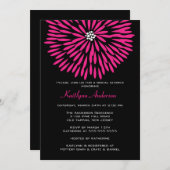 Invitation Fleur rose chaude sur l'invitation de douche nupti (Devant / Derrière)