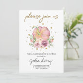 Invitation Fleur rose Citrouille de Thanksgiving (Debout devant)