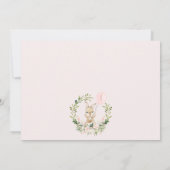 Invitation Fleur rose de couronne Photo Un lapin 1er annivers (Dos)