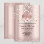 Invitation Fleur Rose de luxe Parties scintillant or (Devant / Derrière)