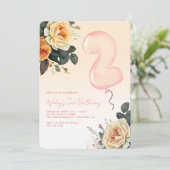 Invitation Fleur rose élégante 2e anniversaire (Debout devant)