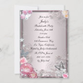 Invitation Fleur Rose Et Bachelorette Papillon (Devant)