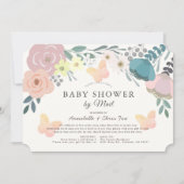 Invitation Fleur rose et papillons Baby shower par courrier (Devant)