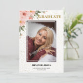 Invitation Fleur rose fête de graduation photo (Debout devant)
