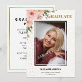Invitation Fleur rose fête de graduation photo (Devant / Derrière)