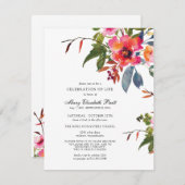 Invitation Fleur rose fête de l'Invitation de vie (Devant / Derrière)