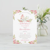 Invitation Fleur rose Fête des mariées d'aquarelle Tea Party (Debout devant)