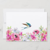 Invitation Fleur rose fleurie artistique anniversaire (Dos)