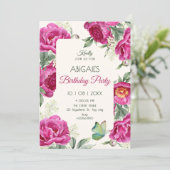 Invitation Fleur rose florale anniversaire (Debout devant)