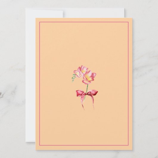 Invitation Fleur rose Freesia couleur chaude (Dos)
