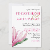 Invitation Fleur rose Magnolia en Mariage de fleurs (Devant)