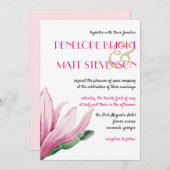 Invitation Fleur rose Magnolia en Mariage de fleurs (Devant / Derrière)