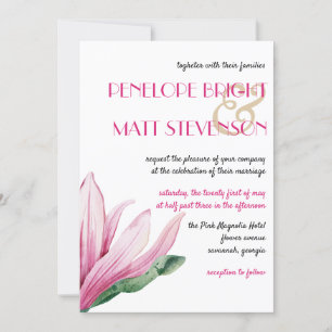 Invitation Fleur rose Magnolia en Mariage de fleurs