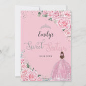 Invitation Fleur rose marron clair Princesse Sweet 16 Anniver (Dos)