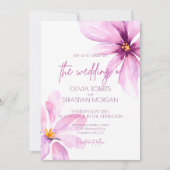 Invitation Fleur rose minimaliste mariage élégant (Devant)