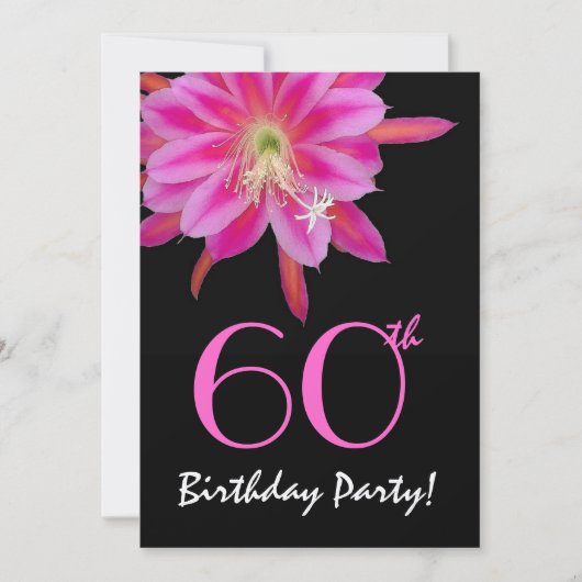 Invitation Fleur rose Modèle du 60e anniversaire (Devant)