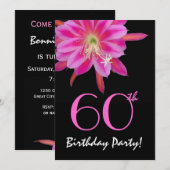 Invitation Fleur rose Modèle du 60e anniversaire (Devant / Derrière)