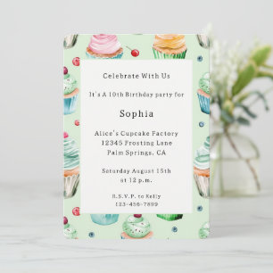 Invitation Fleur Rose Pâle Anniversaire