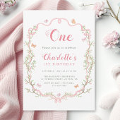 Invitation Fleur rose pâle Floral 1er anniversaire
