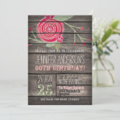Invitation Fleur rose, Pays rustique Adulte ou Ado Anniversai (Debout devant)