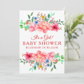 Invitation Fleur rose rose Baby shower élégant (Debout devant)