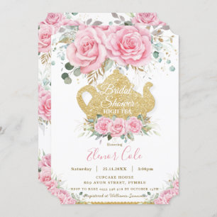 Invitation Fleur rose Rose Fête des mariées High Tea Party