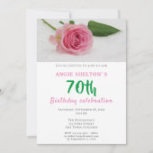 Invitation Fleur rose rose florale 70e fête d'anniversaire (Devant)