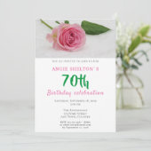 Invitation Fleur rose rose florale 70e fête d'anniversaire (Debout devant)