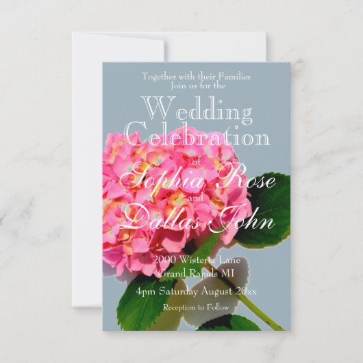 Invitation Fleur rose rose rose Hydrangea (Devant)