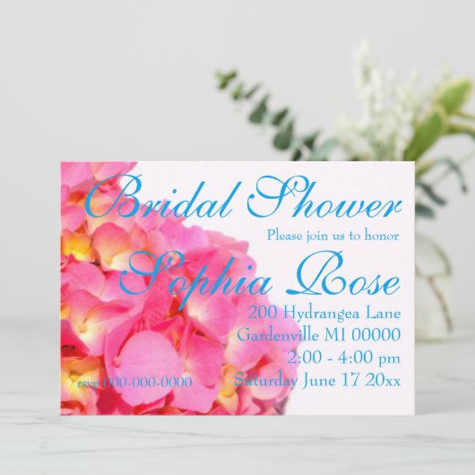 Invitation Fleur rose rose rose Hydrangea (Debout devant)