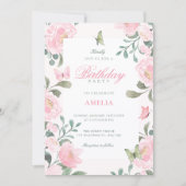 Invitation Fleur rose tendre (Devant)