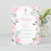 Invitation Fleur rose tendre (Debout devant)