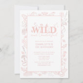 Invitation Fleur rose vierge et impeccable 1er anniversaire (Devant)