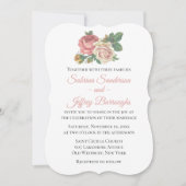 Invitation Fleur rose vintage Mariage floral (Devant)