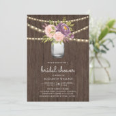 Invitation Fleur rose violet Pot Mason Photo Shower de Mariag (Debout devant)