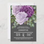Invitation Fleur rose violette Lilac éclatant chic floraison (Devant)
